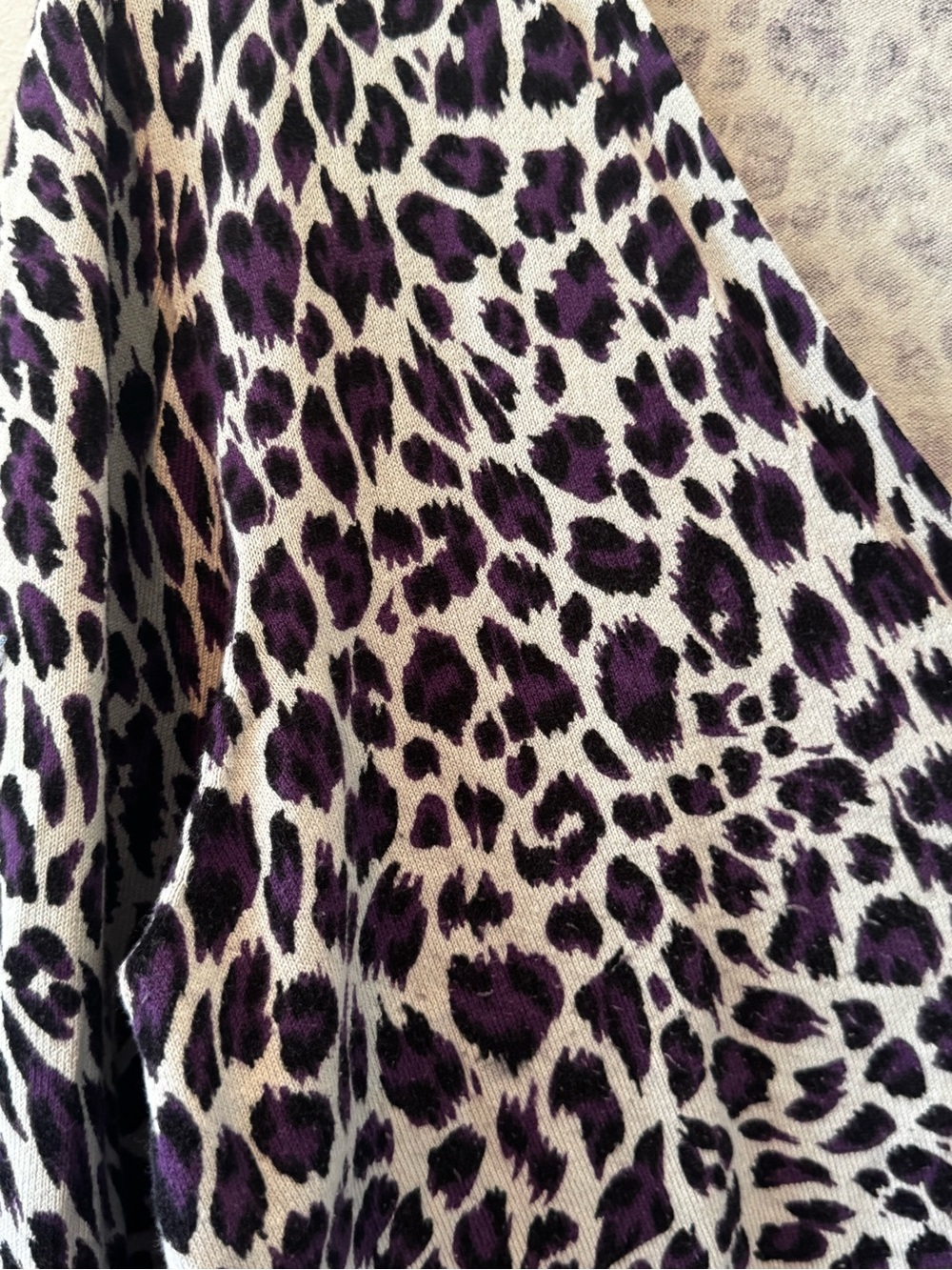 Apt. 9 Purple and Black Leopard Print V-Neck Cardigan